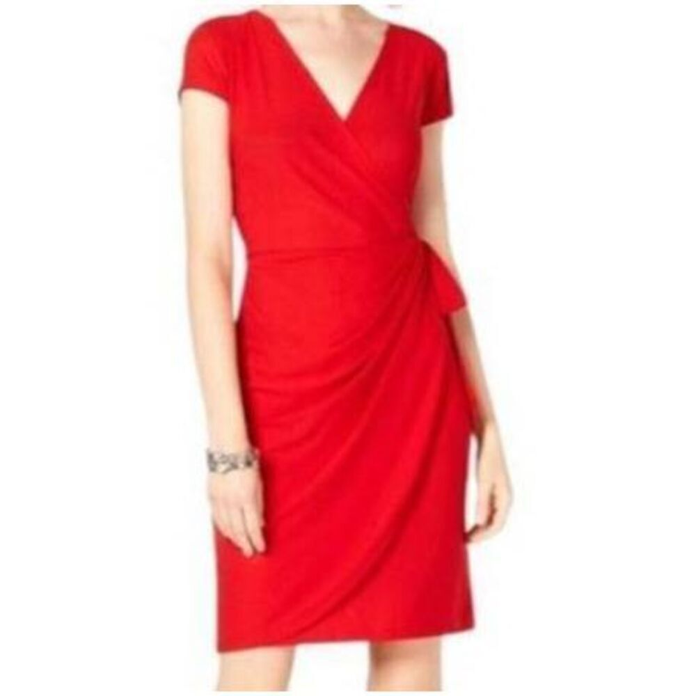 Tiana B. Red Wrap Sheath Dress
